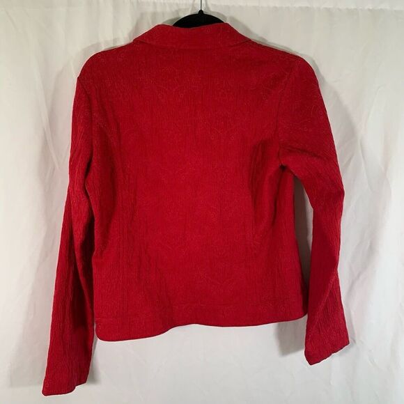 Chico's Jacket Women's 0 Small Red Floral 3 Button Front Long Sleeve - Picture 7 of 7